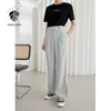 Fansilanen Office Lady Drape Wide-Leg Pant Summer Tunn High-Waist Suit Loose Right-Ben Casual 210915