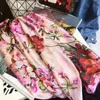 Designer Flowers Printing Scarves 180cm X 90cm Imitation Silk Scarf Fashion Brand Wrap Women Stain Towel 3 Colors