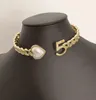 Coco Tasarımcı 18K Gold Lady Compoke Kolye Lüks Takı Punk İnci Kolyeler Zarif Kalp Şeklinde İnci Kolye Kadın Düğün Metal Chokers Seksi Klavikül Zinciri