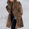 빈티지 하라주쿠 패턴 Printp 여성 트위드 겉옷 가을 겨울 우아한 옷깃 느슨한 코트 패션 긴 소매 재킷 탑 211110