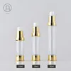 Empty 15ml 20ml 30ml spray perfume Bottles Plastic Vacuum Bottle for Cosmetics Packaging tube gold silver color