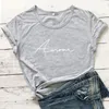 T-shirt da donna Amour Lettera Stampa T Shirt Donna Casual Divertente Harajuku Graphic Tees Donna 2021 Vestiti Pantaloni a vita bassa Magliette e camicette Nero Bianco