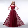 Burgundy A Line Bridesmaid Dresses For Women Floor Length Chiffon Formal Lace Party dress for wedding