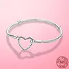 925 Sterling Silver beaded strands bracelet Heart Snake Chain Bracelet For Women Fit pandora Charm Beads Jewelry with box gift