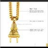 Colliers Jewelrymens Hip Hop Or Bijoux Collier Plug Pendentif Charme Femmes Cadeaux En Acier Inoxydable 75Cm Longue Chaîne De Mode Punk Pendentifs D