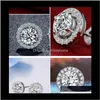 Stud Jewelry Drop Delivery 2021 Llegada Pendientes de moda Gran diamante redondo para mujer Chica White Zircon Pendientes Ship Aj6A8