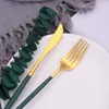 Bestick set rostfritt stål dinnerware s kök spegel komplett bordsartiklar kniv gaffel sked guld bord 210928