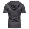 Drawstring Hooded T Shirt Mens Short Sleeve Streetwear Boys Tshirts Summer Casual Slim Fit Hoody TeeShirt Homme Pullover Top Tees Hip Hop Undershirt Teeshirts