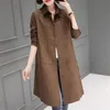 Women's Trench Coats Damesjas 2021 Herfst Koreaanse Mode Lange Mouw Losse overjas Windbreaker Vrouwelijke Bovenkleding Basic Gevoerd Tops