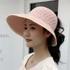 Bonnet/crâne casquettes chapeau femmes coréen couleur Pure tricoté creux été extérieur ouvert haut soleil arc en gros Oliv22