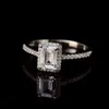 Emerald Cutting Moissanite Rings Luxurious S925 Silver Wedding Jewelry White D Color 1-2ct Carat Diamond Substitute