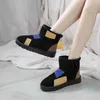 스노우 부츠 여성 짧은 튜브 한 발 두꺼운 봉제 따뜻한 신발 겨울 학생 평면 빵 면화 신발