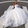 Sevintage 2021自由奔放に生きるウェディングドレスセクシーな背中のないパフスリーブビーチの花嫁のドレスオーガンザプリンセスウェディングガウンプラスサイズ