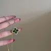 Pendentif Colliers Cristal Vert Trèfle À Quatre Feuilles Collier Charme Femmes Strass Incrusté Bijoux De Mode En Gros