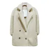 Casual Teddy Mantel Frauen Herbst Winter Revers Zweireiher Plus Größe Warme Faux Pelz Jacke Weibliche Lose Tasche Plüsch Outwear 210507