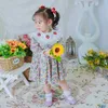 Dziewczyny Dress Truskawka Dzieci Długie Rękaw Vintage Kwiatowy Lotia Dresses Toddler Dziewczyna Hiszpańskie Frocks Baby Urodziny stroje 210615