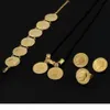 Set di gioielli con monete in oro massiccio 14k giallo vero e proprio Ritratto etiope Set di monete Collana Orecchini pendenti Anello Bracciale Taglia nero rop1986869