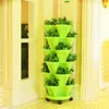 1 Set of 6pcs Flowerpot Multilayer Stacking Cultivation Pot Vegetable Fruit Strawberry Planting Pot 1pc Tray and 5pcs Pot 210922