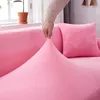 Cubiertas de silla Pink Sólido Color L Forma Protección Chaise Longue Elastic Corner Sofa Sofá Cubierta para sala de estar Solo 2 3 4 Lugar