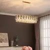 LED moderne rond doré fer ClearGray cristal Lustre ovale lumière Lustre Suspension Luminaire Lampen pour salle à manger