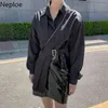 Nepoel koreaanse mode blouses vrouwen onregelmatige shirts met lange mouwen losse lange casual blouse streetwear vrouwelijke blusas tops 210422