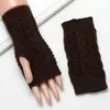 Unisexe élégant main plus chaud hiver gants bras Crochet tricot doux demi-doigt gants conduite main protéger mitaines sans doigts