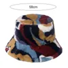 Winter visser hoed vrouwen meisjes mode faux bont tie-dye pluche koreaanse casual outdoor reizen warme panama dikke fluwelen emmer hoed