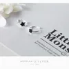 Lyxig svart emaljstjärna örhänge 925 Sterling Silver Hoop Örhängen för Kvinnor Årsdag Smycken Brincos Fashion 210707