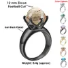 Shiny Black Plated Pave Big Brown Stone Rings Cool Jewelry Stock Jewellery