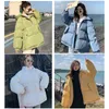 Kvinnors Down Winter Jacket Medium Long Coat Casual Fashion Warm Stor Loose Hooded Overcoats Ladies Zipper Parka 211007