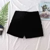 Heliar shorts mulheres black botão up casual zíper voar shorts de lã feminina elegante shorts de lã para as mulheres outono inverno 210323