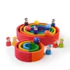 DIY 3D Ahşap Gökkuşağı Yapı Taşları Set İstifleyici Büyük Boy Yaratıcı Montessori Eğitici Oyuncaklar Çocuklar için Çocuklar için