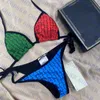Kolorowe damskie stroje kąpielowe bikini Set Strój kąpielowy z nadrukiem w litery Modne damskie plażowe bikini w rozmiarze S-2XL