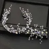 Trendy Stars Crystal Headbands Wedding Tiara And Crowns With Earrings Sets Black Wire Hairbands Bridal Hair Accessories X0625