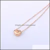 Pendant Necklaces & Pendants Jewelry 3 Colors Girls Love Gold Plated Heart Shaped Clavicle Chain Necklace Solid Bangle Bracelets Fashion Dro