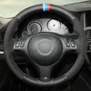 Black Genuine Leather Suede DIY Hand-Stitched Car Steering Wheel Cover For BMW M Sport E46 330i 330Ci E39 540i 525i 530i M3 E46