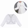 Inverno meninas bonito princesa branco bolero jaqueta crianças xale de casamento outwear festa casaco de pelúcia batismo flor vestido de pele do falso envoltórios 2209067576