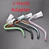 Colorful Glass J-Hook Adapter Creative glass pipe 14.4mm 18mm female male joint size j hooks for water oil rig bong