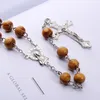 Designer Halskette Luxus Schmuck Hochwertige Mode Rosenkranz Holzperlen DIY Für Männer Frauen Jungfrau Maria Jesus Christus Kreuz Anhänger Lange Kette