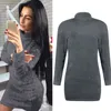 Vrouwen herfst winter sexy coltrui kasjmier zachte warme jurk lange mouw solide trui fleece warm basic korte mini jurk 210322