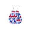 Boucles d'oreilles en cuir multicouches faites à la main drapeau américain feuille larme boucles d'oreilles femmes bijoux de mode cadeaux de fête de l'indépendance américaine Q0709