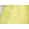 Été Automne Col Cranté À Manches Longues Coupe Régulière Femmes Casual Blazers Jaune Bureau Dame Recadrée Costume Veste Manteau 210604