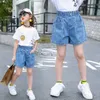 Fashion Kids Girl Short Jeans Pants Korean Children Denim s Big Girls Clothes Summer Loose Trousers for Teenage 4-13Y 210723