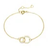 Bracelets porte-bonheur Visunion Bracelet en acier inoxydable 316L Double grand petit cercle rond Bracelets chaîne infini couleur or rose