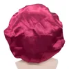 Arrivée Femmes Plaine Solide Surdimensionné HeadWrap Designer Nuit Bonnet Satin Soyeux Dame Chapeau De Sommeil Pour Cheveux Longs Bouclés Bonnet / Crâne Caps Oliv22