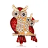 Red Owl Broche Animal Vrouwen Mannen Kleding Kraag Sieraden Emaille Rhinestone Paar Broches Pins