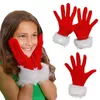 Cinq doigts Gants 2021 Velvet de costume de fourrure rouge de Noël avec des mitaines à fourrure blancs Cosplay Femme pour femmes filles