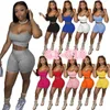 2022 Lato Kobiety Dresy Tie Dye List Cartoon Drukowane Dwa kawałki Spodnie Joga Stroje Seksowne Szelki Topy Szorty Jogger Garnitury
