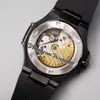 2022 5726 Годовой календарь Луна фаза автоматические мужские часы PVD сталь все черные коричневые текстурированные циферблаты маркеры резиновые ремень 5 стилей часов PureTime01 E18RB-C3