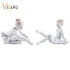 VILEAD Ceramic White Ballet Dancing Girl Figurines for Interior Nordic Creative Statues Sweet Home Wedding Decorstion Accessries 210811